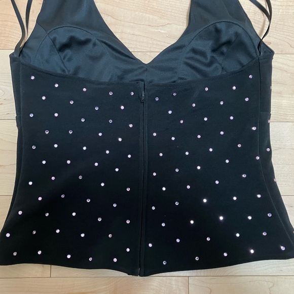 CACHE Black Halter Top with Pink Rhinestone Detail, Size 10, NWT - Picture 8 of 10